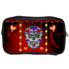 Awesome Sugar Skull With Hearts Toiletries Bag (two Sides) by FantasyWorld7