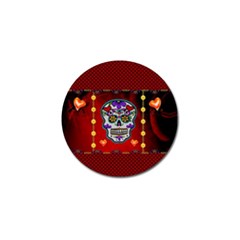 Awesome Sugar Skull With Hearts Golf Ball Marker (10 Pack) by FantasyWorld7