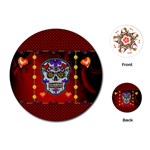 Awesome Sugar Skull With Hearts Playing Cards Single Design (Round) Front