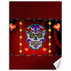 Awesome Sugar Skull With Hearts Canvas 12  X 16  by FantasyWorld7