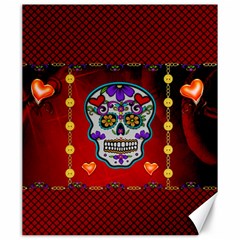 Awesome Sugar Skull With Hearts Canvas 20  X 24  by FantasyWorld7