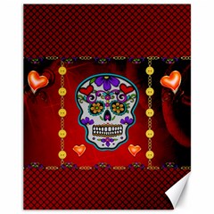 Awesome Sugar Skull With Hearts Canvas 11  X 14  by FantasyWorld7