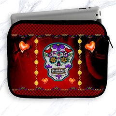 Awesome Sugar Skull With Hearts Apple Ipad 2/3/4 Zipper Cases by FantasyWorld7