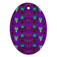 Peace Is Cool Again And Decorative Flowers Ornament (oval)