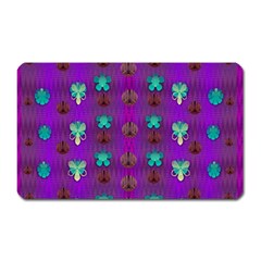 Peace Is Cool Again And Decorative Flowers Magnet (rectangular) by pepitasart