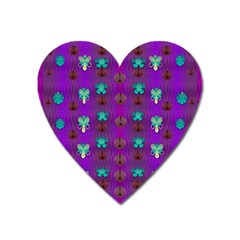 Peace Is Cool Again And Decorative Flowers Heart Magnet by pepitasart