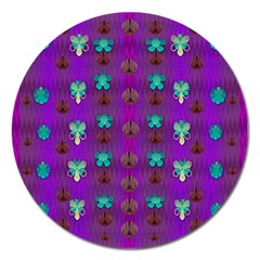 Peace Is Cool Again And Decorative Flowers Magnet 5  (round) by pepitasart