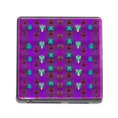 Peace Is Cool Again And Decorative Flowers Memory Card Reader (square 5 Slot) by pepitasart