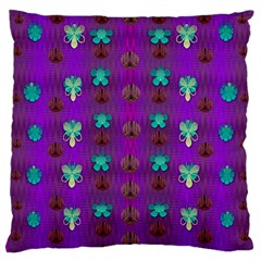 Peace Is Cool Again And Decorative Flowers Large Cushion Case (one Side) by pepitasart