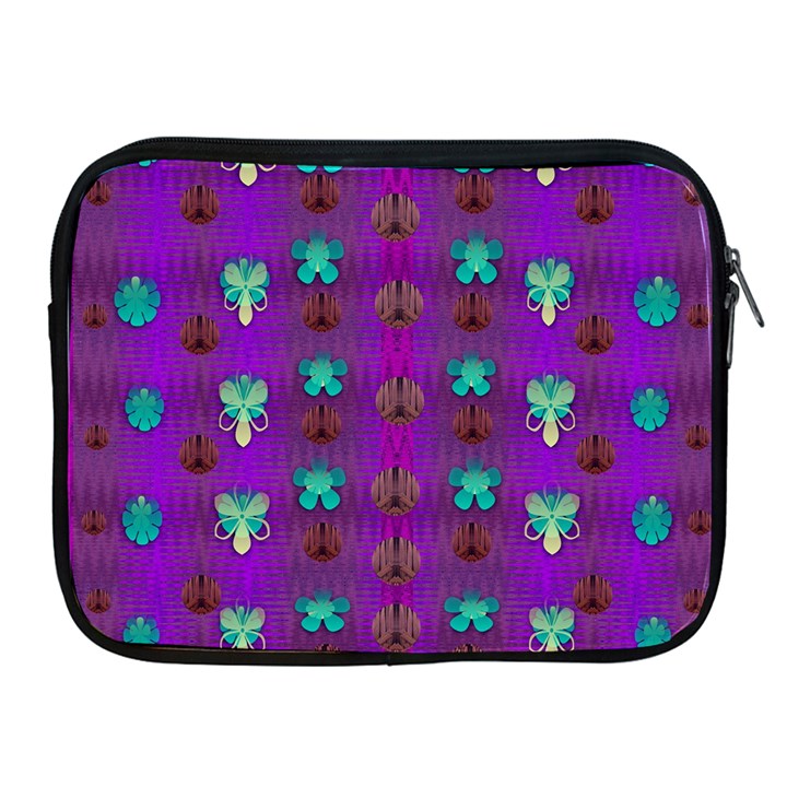 Peace Is Cool Again And Decorative Flowers Apple iPad 2/3/4 Zipper Cases