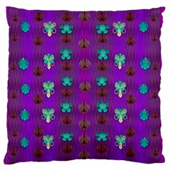 Peace Is Cool Again And Decorative Flowers Large Flano Cushion Case (one Side) by pepitasart