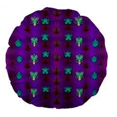 Peace Is Cool Again And Decorative Flowers Large 18  Premium Flano Round Cushions by pepitasart