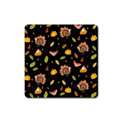 Thanksgiving Turkey Pattern Square Magnet by Valentinaart