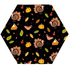 Thanksgiving Turkey Pattern Wooden Puzzle Hexagon by Valentinaart