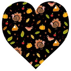 Thanksgiving Turkey Pattern Wooden Puzzle Heart by Valentinaart