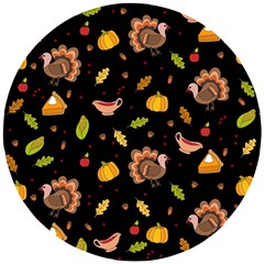 Thanksgiving Turkey Pattern Wooden Puzzle Round by Valentinaart