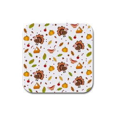 Thanksgiving Turkey Pattern Rubber Square Coaster (4 Pack)  by Valentinaart