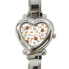 Thanksgiving Turkey Pattern Heart Italian Charm Watch by Valentinaart