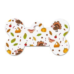 Thanksgiving Turkey Pattern Dog Tag Bone (one Side) by Valentinaart