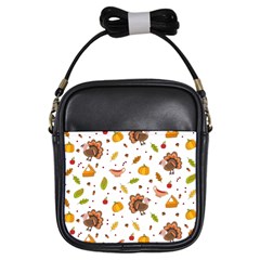 Thanksgiving Turkey Pattern Girls Sling Bag by Valentinaart