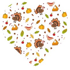 Thanksgiving Turkey Pattern Wooden Puzzle Heart by Valentinaart