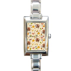 Thanksgiving Turkey Pattern Rectangle Italian Charm Watch by Valentinaart