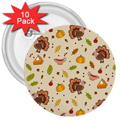 Thanksgiving Turkey Pattern 3  Buttons (10 Pack)  by Valentinaart