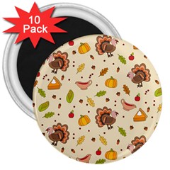 Thanksgiving Turkey Pattern 3  Magnets (10 Pack)  by Valentinaart