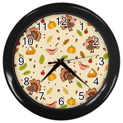 Thanksgiving Turkey Pattern Wall Clock (black)