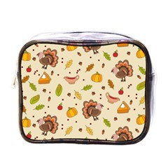 Thanksgiving Turkey Pattern Mini Toiletries Bag (one Side) by Valentinaart