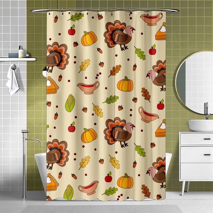 Thanksgiving Turkey pattern Shower Curtain 48  x 72  (Small) 