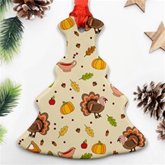 Thanksgiving Turkey Pattern Christmas Tree Ornament (two Sides) by Valentinaart