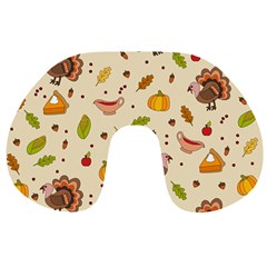 Thanksgiving Turkey Pattern Travel Neck Pillow by Valentinaart