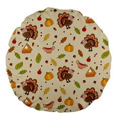 Thanksgiving Turkey Pattern Large 18  Premium Flano Round Cushions by Valentinaart