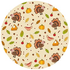 Thanksgiving Turkey Pattern Wooden Puzzle Round by Valentinaart