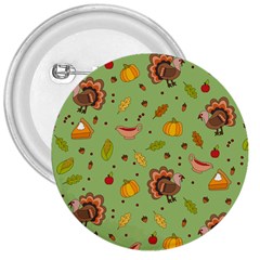 Thanksgiving Turkey Pattern 3  Buttons by Valentinaart