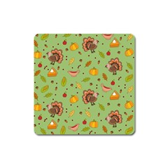 Thanksgiving Turkey Pattern Square Magnet by Valentinaart