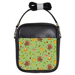 Thanksgiving Turkey Pattern Girls Sling Bag by Valentinaart