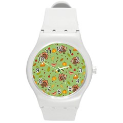 Thanksgiving Turkey Pattern Round Plastic Sport Watch (m)