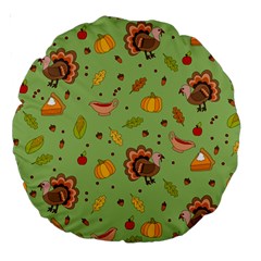 Thanksgiving Turkey Pattern Large 18  Premium Round Cushions by Valentinaart