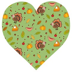 Thanksgiving Turkey Pattern Wooden Puzzle Heart by Valentinaart