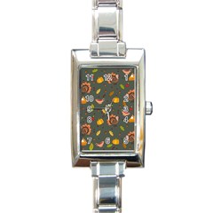 Thanksgiving Turkey Pattern Rectangle Italian Charm Watch by Valentinaart