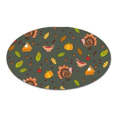 Thanksgiving Turkey Pattern Oval Magnet by Valentinaart