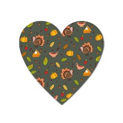 Thanksgiving Turkey Pattern Heart Magnet by Valentinaart