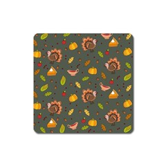 Thanksgiving Turkey Pattern Square Magnet by Valentinaart