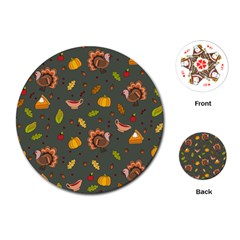 Thanksgiving Turkey Pattern Playing Cards Single Design (round)