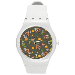 Thanksgiving Turkey Pattern Round Plastic Sport Watch (m)