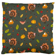 Thanksgiving Turkey Pattern Large Cushion Case (two Sides) by Valentinaart