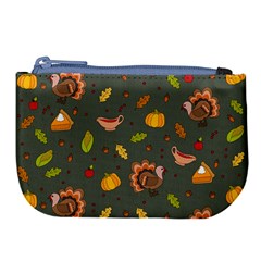 Thanksgiving Turkey Pattern Large Coin Purse by Valentinaart