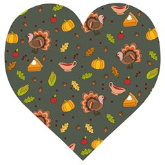 Thanksgiving Turkey Pattern Wooden Puzzle Heart by Valentinaart